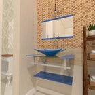 Gabinete De Vidro 60cm Ac Com Cuba Retangular - Azul