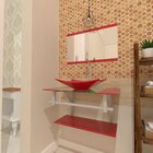 Gabinete De Vidro 60cm Ac Com Cuba Retangular - Vermelho Ferr