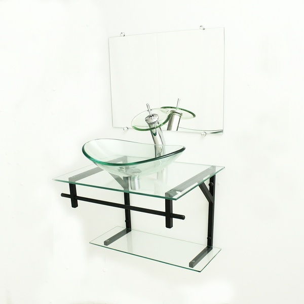 Gabinete De Vidro 60cm Ap Com Cuba Oval - Incolor