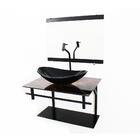 Gabinete De Vidro 60cm Ap Com Cuba Oval - Madeira Rústica