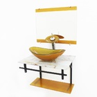 Gabinete De Vidro 60cm Ap Com Cuba Oval - Mármore Branco Dour