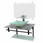 Gabinete De Vidro 60cm Ap Com Cuba Quadrada -mármore Branco