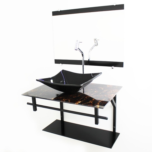 Gabinete De Vidro 60cm Ap Com Cuba Quadrada - Imperador