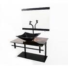 Gabinete De Vidro 60cm Ap Com Cuba Quadrada - Madeira Rústica