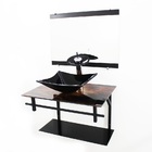 Gabinete De Vidro 60cm Ap Com Cuba Quadrada - Madeira Rústica