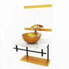 Gabinete De Vidro 60cm Ap Com Cuba Redonda - Mármore Branco D