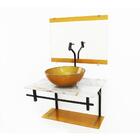 Gabinete De Vidro 60cm Ap Com Cuba Redonda - Mármore Branco D