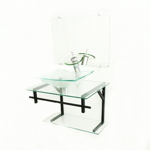 Gabinete De Vidro 60cm Ap Com Cuba Retangular - Incolor