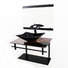 Gabinete De Vidro 60cm Ap Com Cuba Retangular - Madeira Rústi