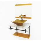 Gabinete De Vidro 60cm Ap Com Cuba Retangular - Mármore Branc