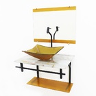 Gabinete De Vidro 60cm Ap Com Cuba Retangular - Mármore Branc