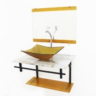 Gabinete De Vidro 60cm Ap Com Cuba Retangular - Mármore Branc