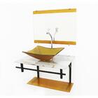 Gabinete De Vidro 60cm Ap Com Cuba Retangular - Mármore Branc