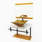 Gabinete De Vidro 60cm Ap Com Cuba Retangular - Mármore Branc