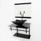 Gabinete De Vidro 60cm Ap Com Cuba Retangular - Mármore Preto