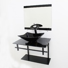 Gabinete De Vidro 60cm Ap Com Cuba Retangular - Mármore Preto