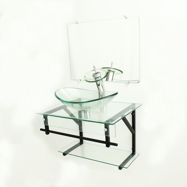 Gabinete De Vidro 60cm Apx Com Cuba Oval - Incolor