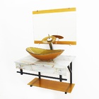 Gabinete De Vidro 60cm Apx Com Cuba Oval - Mármore Branco Dou