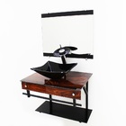 Gabinete De Vidro 60cm Apx Com Cuba Quadrada - Madeira Noguei