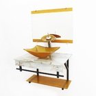 Gabinete De Vidro 60cm Apx Com Cuba Quadrada - Mármore Branco