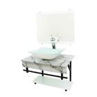 Gabinete De Vidro 60cm Apx Com Cuba Quadrada - Mármore Branco