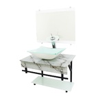 Gabinete De Vidro 60cm Apx Com Cuba Quadrada - Mármore Branco