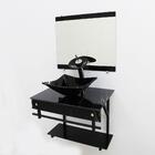 Gabinete De Vidro 60cm Apx Com Cuba Quadrada - Mármore Preto