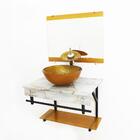 Gabinete De Vidro 60cm Apx Com Cuba Redonda - Mármore Branco