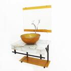 Gabinete De Vidro 60cm Apx Com Cuba Redonda - Mármore Branco