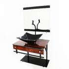 Gabinete De Vidro 60cm Apx Com Cuba Retangular - Madeira Nogu