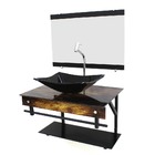 Gabinete De Vidro 60cm Apx Com Cuba Retangular - Madeira Rúst