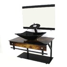 Gabinete De Vidro 60cm Apx Com Cuba Retangular - Madeira Rúst