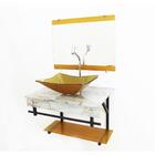 Gabinete De Vidro 60cm Apx Com Cuba Retangular - Mármore Bran