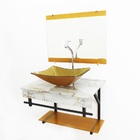 Gabinete De Vidro 60cm Apx Com Cuba Retangular - Mármore Bran