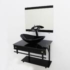 Gabinete De Vidro 60cm Com Cuba Oval Mármore Preto