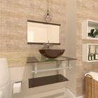 Gabinete De Vidro 60cm Com Cuba Redonda Marrom