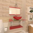 Gabinete De Vidro 60cm Com Cuba Redonda Vermelho Ferrari