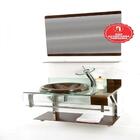 Gabinete De Vidro 60cm Curvado Duplo Inox Com Cuba Chapéu -