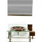 Gabinete De Vidro 60cm Curvado Duplo Inox Com Cuba Chapéu -