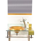 Gabinete De Vidro 60cm Curvado Duplo Inox Com Cuba Chapéu -