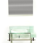 Gabinete De Vidro 60cm Curvado Duplo Inox Com Cuba Chapéu -