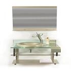 Gabinete De Vidro 60cm Curvado Duplo Inox Com Cuba Chapéu -