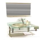 Gabinete De Vidro 60cm Curvado Duplo Inox Com Cuba Chapéu -