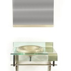 Gabinete De Vidro 60cm Curvado Duplo Inox Com Cuba Chapéu -