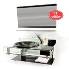 Gabinete De Vidro 60cm Curvado Duplo Inox Com Cuba Chapéu -