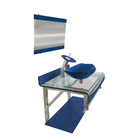 Gabinete De Vidro 60cm Curvado Duplo Inox Cuba Oval Azul Escu