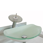 Gabinete De Vidro 60cm Curvado Duplo Inox Cuba Oval Branco