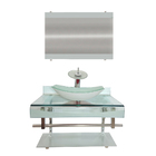 Gabinete De Vidro 60cm Curvado Duplo Inox Cuba Oval Branco