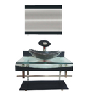 Gabinete De Vidro 60cm Curvado Duplo Inox Cuba Oval Grafite