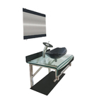 Gabinete De Vidro 60cm Curvado Duplo Inox Cuba Oval Grafite